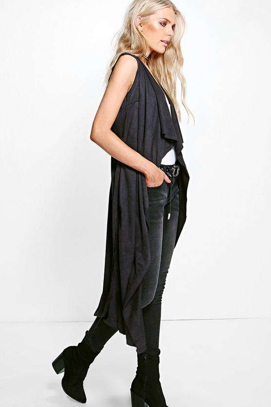 Florence Suede Waterfall Sleeveless Jacket